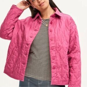 Lucy and Yak sylvie quilted cotton jacket pink size medium women's